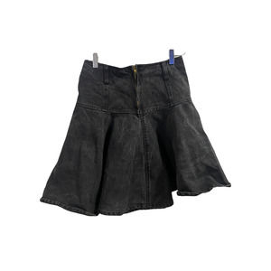 Vintage Black Acid Wash Denim Fit and Flare Mini Skirt Size 7